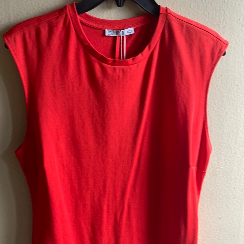 NWT Zara Bodycon Large Dress in Red/Burnt Orange Color